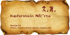 Kupferstein Márta névjegykártya